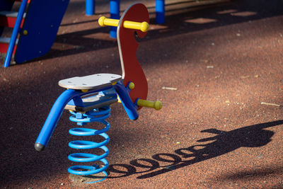 High angle view of toy on playground