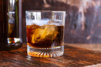 Close-up of ice tea on table