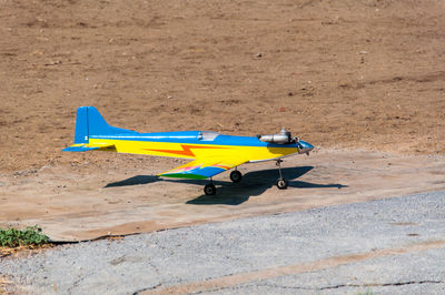 High angle view of toy in playground