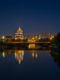 Illuminated city at night