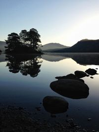 Scenic view of calm lake against sky
