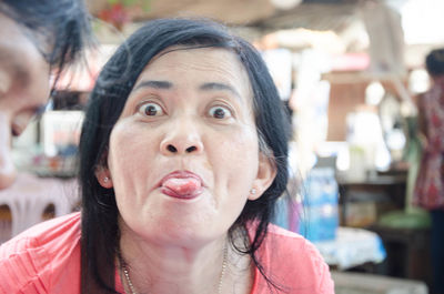 Close-up portrait of happy woman