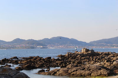 Scenic view of sea against clear sky