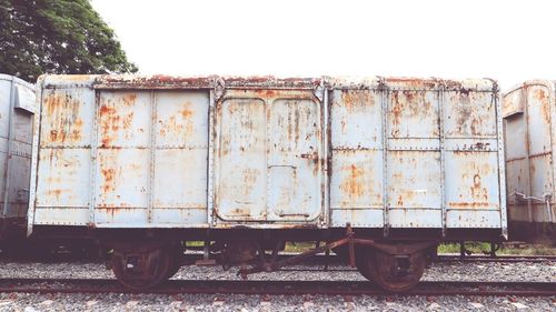 Abandoned train on railroad track