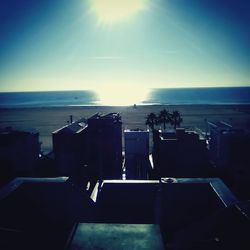 High angle view of swimming pool at beach against sky