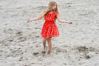 Full length of girl on beach