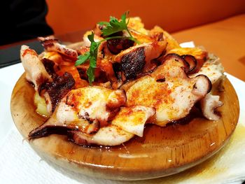 High angle view of meal served in plate