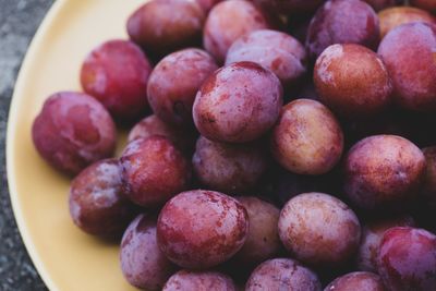 High angle view of plum in bowl