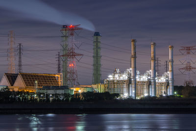 Night view of factories in sodegaura city