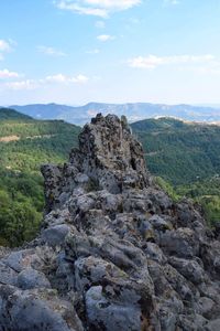 Scenic view of rocky mountains against sky