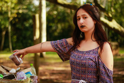 Portrait of woman at park