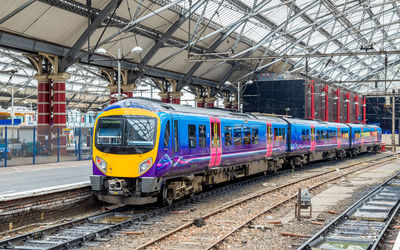 Train at railroad station platform