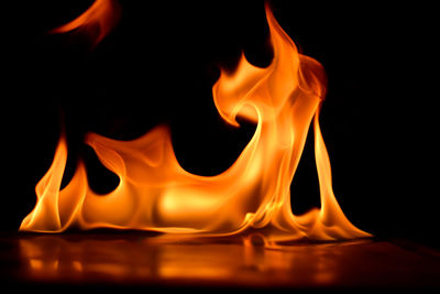 Close-up of lit candle against black background