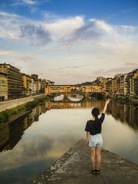 Woman standing in river