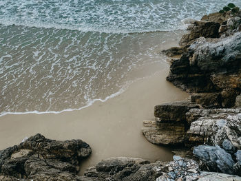 Rock formation on beach