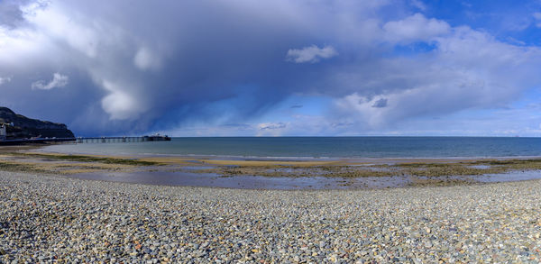 Scenic view of beach against sky