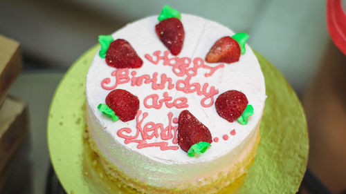 Close-up of strawberry cake