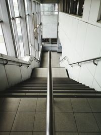 High angle view of escalator in building