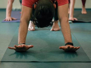 Man exercising in gym