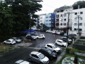 High angle view of cars on road