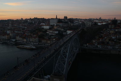 Moments before sunset on the porto bridge