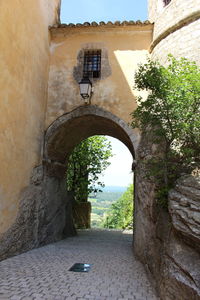 Archway amidst trees against sky