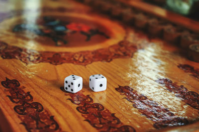 Close-up of objects on table