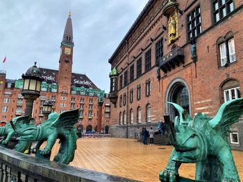 Statue of historic building in city