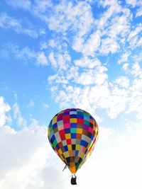 Low angle view of hot air balloon against sky