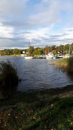 View of river against cloudy sky