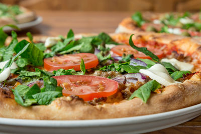 Close-up of pizza on table