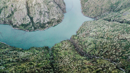 Aerial view of view of canyon of sil river. galicia, spain.