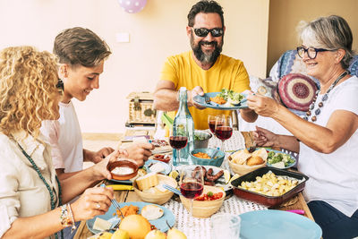 Group of people having food