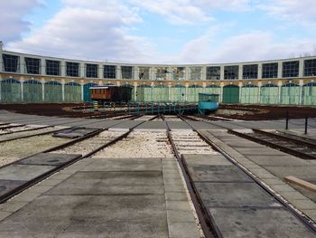 Hungarian railway history park against sky