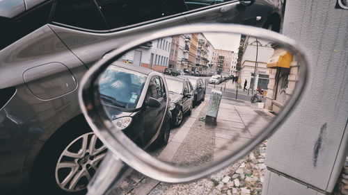 Close-up of side-view mirror