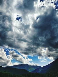 Low angle view of mountains against sky