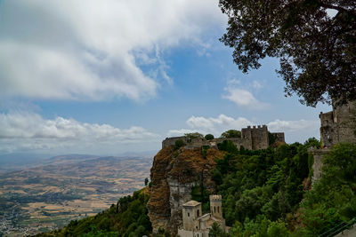 Buildings against cloudy sky