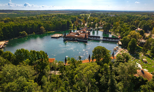 High angle view of bridge over river