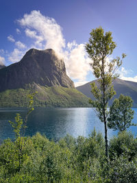 Scenic view of lake against sky