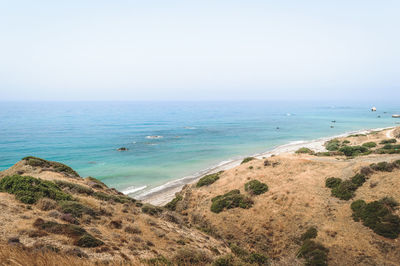 Scenic view of sea against clear sky