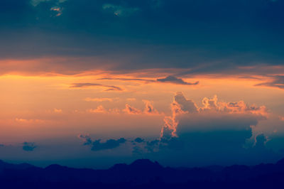 Low angle view of clouds in sky during sunset