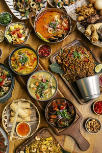 High angle view of potted plants