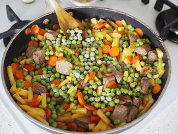 High angle view of salad in bowl