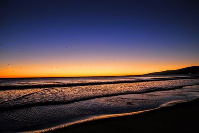 Scenic view of sea at sunset