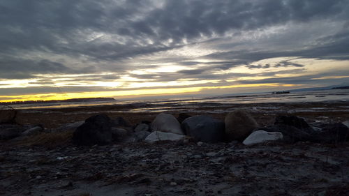 Scenic view of sea against cloudy sky