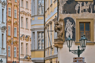 Low angle view of statues on building