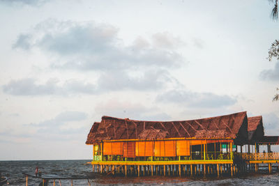 House by sea against sky