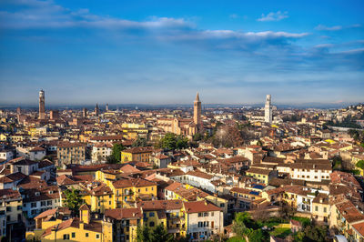 High angle view of townscape against sky