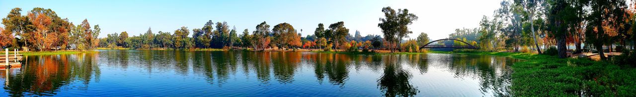 Scenic view of lake against sky during autumn