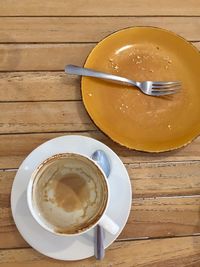 High angle view of breakfast on table